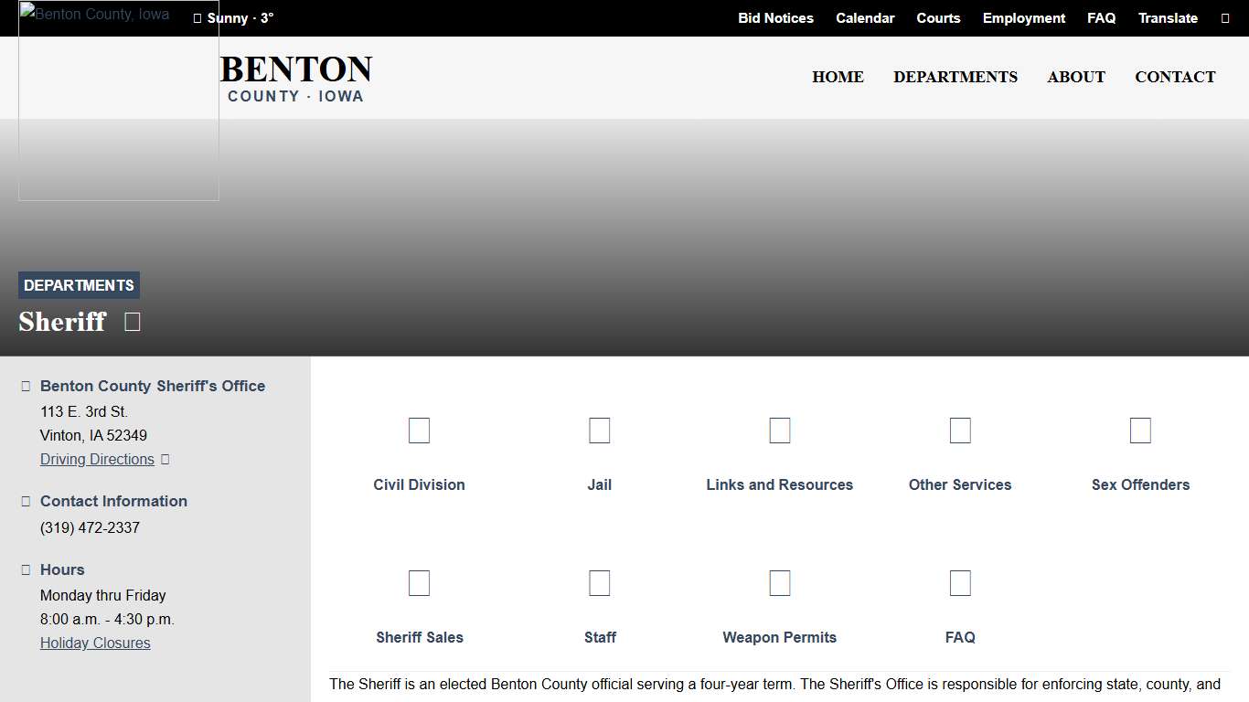 Sheriff - Benton County, Iowa