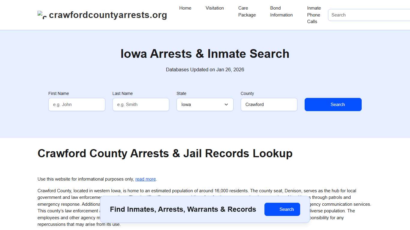 Crawford County, IA Arrests, Warrants, Police Records Search