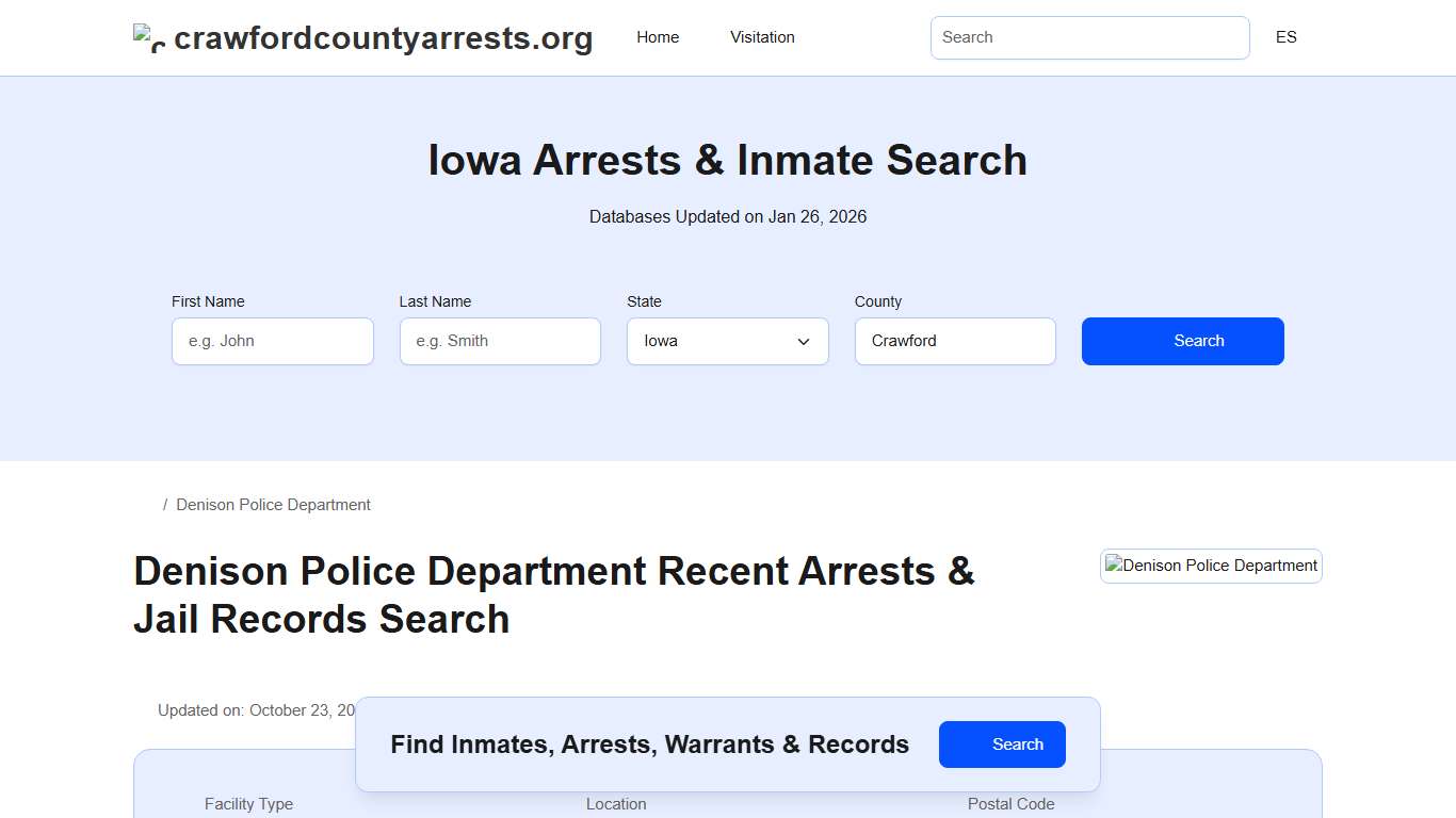 Denison Police Department, IA Arrests, Records, Jail Roster Lookup